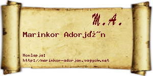 Marinkor Adorján névjegykártya